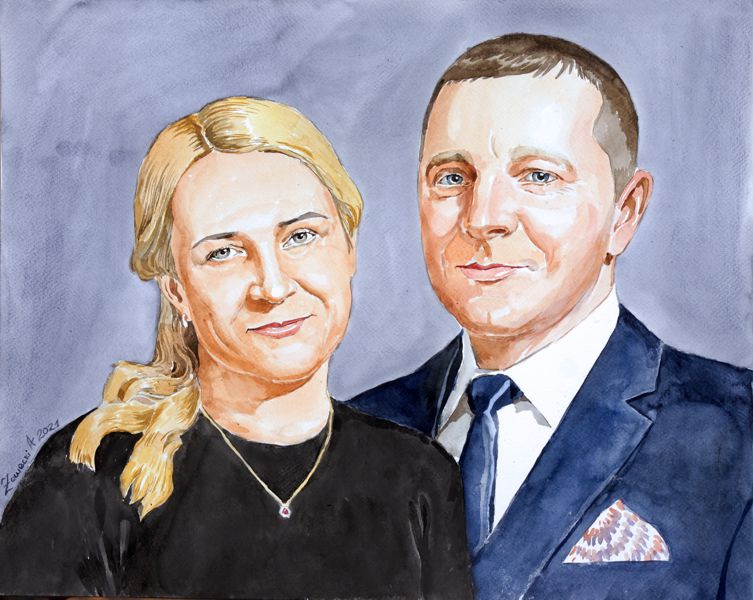 portret akwarelowy pary portret akwarelą 2
