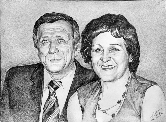 portret rodziców ołówkiem portret pary ołówkiem 2